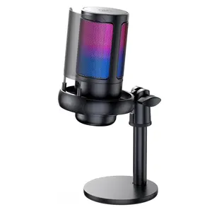 Gaming USB Microphone for PC，Podcast Microphone Kit for Streaming, Condenser Mic with Quick Mute,Pop Filterm, RGB Indicator, Shock Mount, Rotate gain button, Compatible with PS4/5/PC