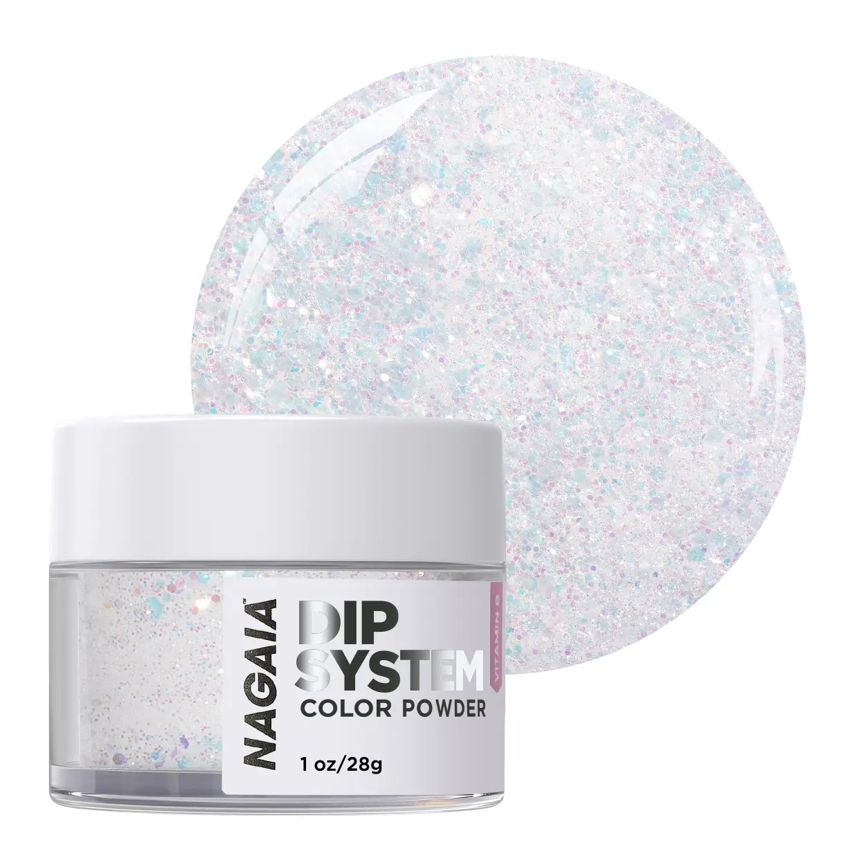 NAGAIA Crystal Cascade Holographic Chunky Glitter Dip Powder System with Vitamin E and Calcium