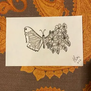 Butterfly hybrid, charcoal, 5.5 x 8.5