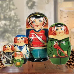 Nutcracker Prince Matreshka Stacking Hand-Painted Dolls Set of 5 by G. DeBrekht - Christmas Décor - 1301151