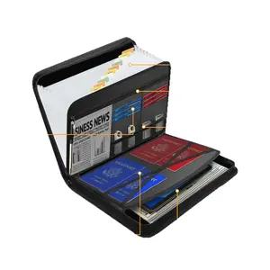 Fireproof Waterproof Accordion File Folder, fireproof file organizer, Foldable Portable 13 Pages with Labels, Large Capacity Cross-Border Document Storage Bag
