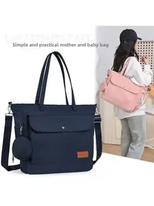 Large Capacity Pink Maternity Bag Wet Dry Separation Multi-functional Commuter Tote Bag Lightweight Waterproof Multi-zone Storage Mom Bag Outdoor Stroller Handbag Lightweight Mommy Bag Multifunctional Diaper Bag