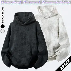 Men's Plain Tie-dye Drop Shoulder Essentials Hoodie - Regular Fit, Long Sleeve, Casual Hooded Sweatshirt for Fall, Winter Daily Wear