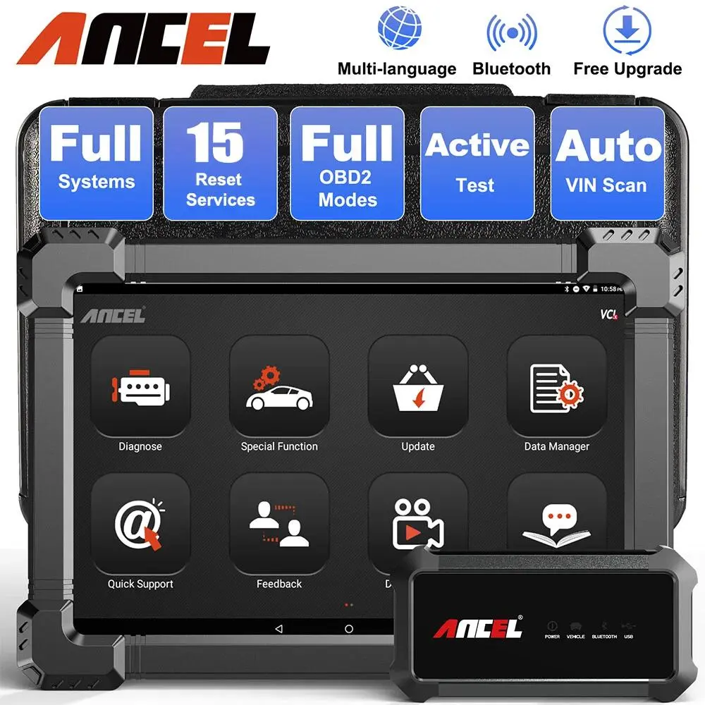 ANCEL X7 OBD2 Scanner Bluetooth Wireless Automotive Diagnostic Tool with 10 Reset Active Test TPMS DPF EPB Oil Reset Full System Car Scanner OBDII Code Reader for VW AUDI OBD EOBD OBD2 12V Cars