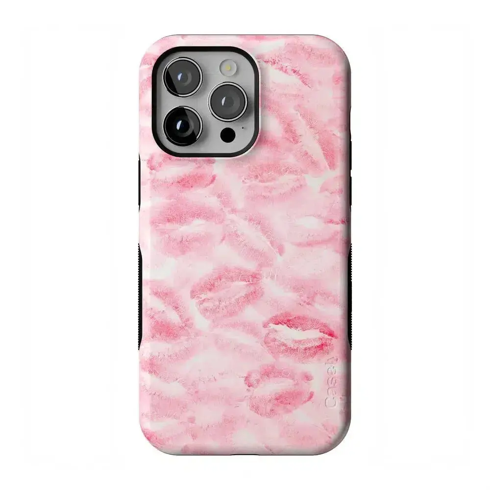 Casely iPhone 14 Pro Max Case | Sealed with a Kiss | Pink Lipstick | Bold Protective Design | Compatible with MagSafe