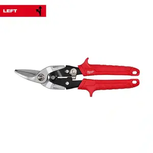10 in. Left-Cut Aviation Snips with Red Handles for Precision Cutting