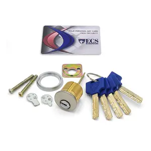 ECS HARDWARE Durable Premium Key-Controlled Rim/Mortise Combo Cylinder Door Lock, 1-1/8" US26D Satin Chrome Finish