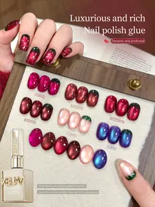 XEIJAYI Autumn-Winter Nail Art Ultra-Shiny Berry 6Pcs Cat's Eye Series Magnetic Gel 1pc Versatile Polarized Cat's Eye Salon Art Design Brilliant Long-Lasting Shine With Multicolor Variations And Strong Adhesion Perfect For DIY Nail Art Designs