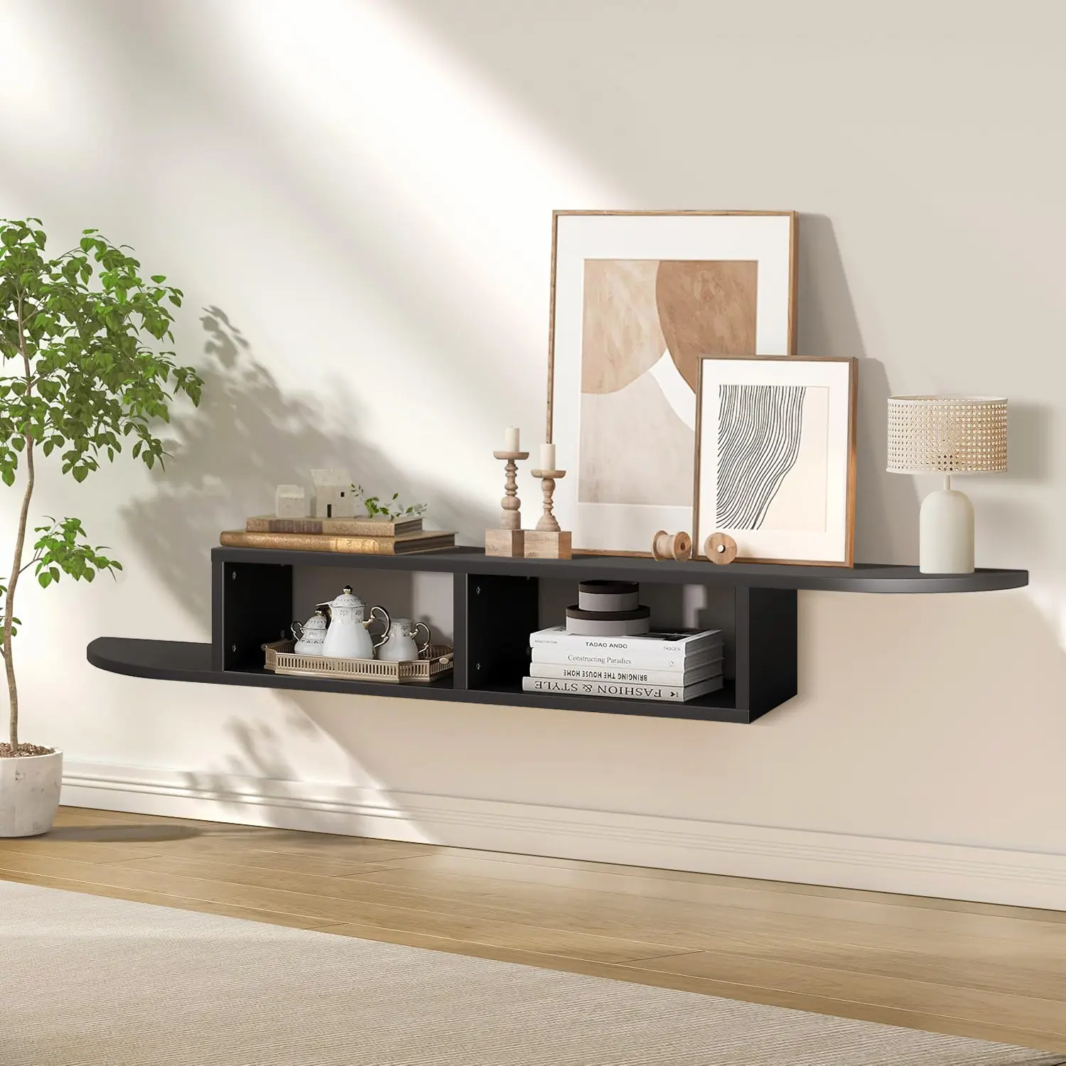 [SummerWins] HOMBCK Floating TV Stand with Storage, 55" Floating Shelves for Wall, Floating Entertainment Center Wall Shelf for Living Room, Bedroom summer garden,fathers day gift ideas#home essentials#back to school