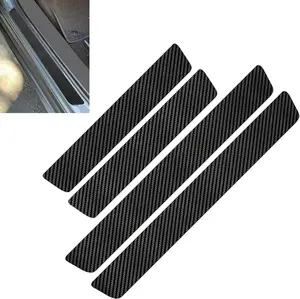 PCS Car Door Sill Protectors, Carbon Fiber AntiScratch Strip with Flat Shovel, Waterproof Door Threshold Protective Trim, Universal SelfAdhesive Exterior Accessory for Cars (Black)