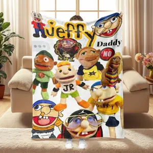 Fanmerch Jeffy SML Puppet Character Throw Blanket for Fans of SuperMarioLogan and Home Use Plush Blanket JeffyBlanket SMLBlanket