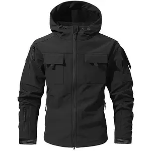Men's Multi-Pocket Workwear Hooded Jacket, Fleece Waterproof Jacket, 9 Close-Fitting Pockets Fleece Design. Casual Coats jacket men Menswear Tops western wear menGift
