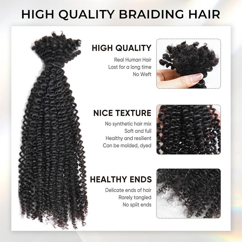 ISEE 1 Pcs/50g Natural Black & Highlight Brown Color Deep Curly & Afron Curly Bulk Hair Extensions For Braiding Deadlock Human Hair #TikTokShopHolidayHaul