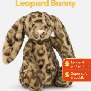 Jellycat Cobblehop Leopard Bunny Stuffed Plush, Cute Bunny Doll, Cozy Gift for Her, Collectible Gift with Dust Bag, NWT