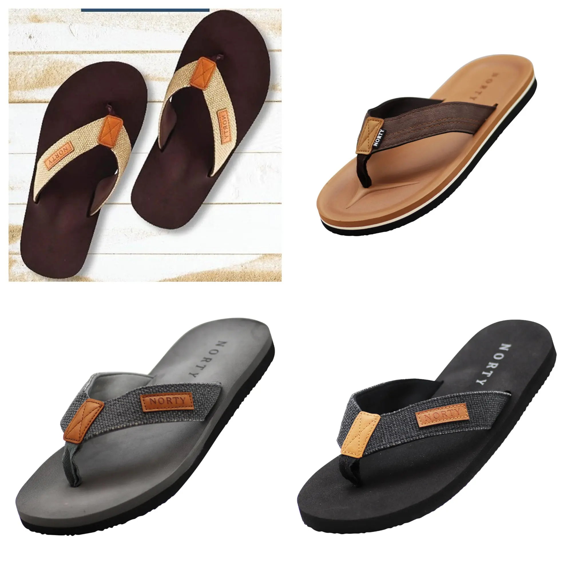 NORTY Mens Open Toe Thong Sandals - Comfortable Flip Flops for Men - Perfect for Beach, Pool, and Casual Wear 41695