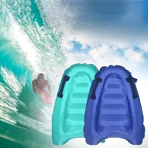 Inflatable Surfboard with Handle, Lightweight Foldable Design in Bright Cyan, Perfect for All Ages at Beach or Pond
