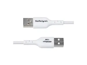 StarTech 3ft (91cm) USB-A to USB-C Charging Cable, Charge & Sync, 3A, USB 2.0, TPE Jacket - White USB Charging Cord - USB2AC3FWHE