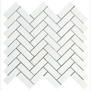 Thassos White Herringbone 1X3 Polished/Honed Marble Mosaic Tile