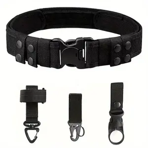 Heavy-Duty Tactical Belt with Quick Release Buckle - Adjustable Durable Nylon Braided Black Belt, Suitable for Outdoor Training, Hunting, Fishing, and Hiking - Multifunctional Adjustable Waistband