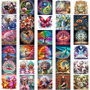 4-10pcs Diamond Painting Kits Cartoon Character Patterns, Full Drill Art Set for Wall Decor Beginners Adults Gifts Halloween Christmas Diamond Art Tools