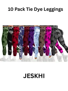 10 Pack Tie Dye Print High Waisted Workout leggings for Women Rear Lifting High Waist Tummy Control Yoga Gym Athletic yoga squat proof soft leggings