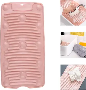 Newbie laundry foldable silicone laundry board, equipped with powerful suction cups, can prevent clothes from sliding off. Made of silicone material, suitable for washing socks in dormitories, traveling, household use, etc.