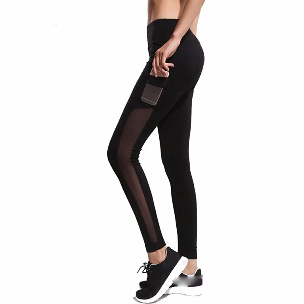 Black Fitness Tights mesh leggings with pocket*