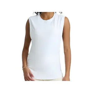 POPSUGAR PS Women's Workout Tops - Sleeveless Loose Fit Athletic Muscle Workout Tank Top for Sports Gym Exercise Yoga for Women White Light Medium