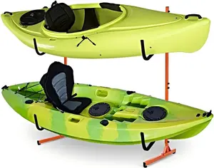Garvee Heavy Duty Adjustable Freestanding Kayak Storage Rack Stand for Indoor and Outdoor Use, Ideal for Kayaks, Canoes, Surfboards, and Paddleboards, Holds 2 Kayaks Securely