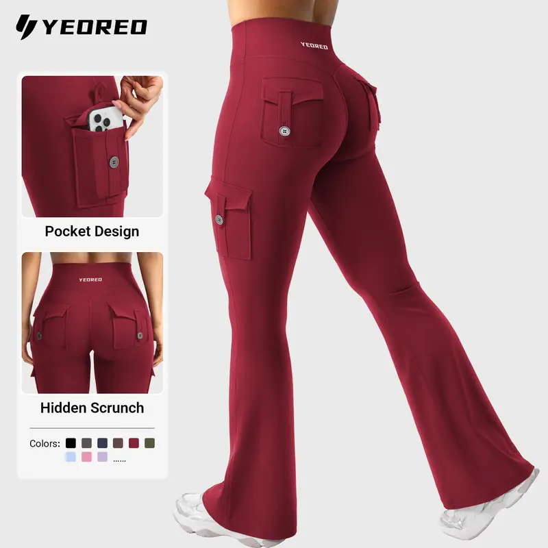 YEOREO CoreFlex High Waist Sports Leggings - Tummy Control, Scrunch Butt-Lift, Flare Leg, Seamless, Pockets - Fitness Training Pants, Athleisure Yoga Pants, Sporty Bottoms for Gym,summerwins