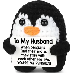 Gifts for Husband from Wife Birthday Christmas, to My Husband Handmade Crochet Mini Penguin Wedding Anniversary Birthday Gifts for Men Him Husband, Valentines Romantic I Love You Gift Cute Decor