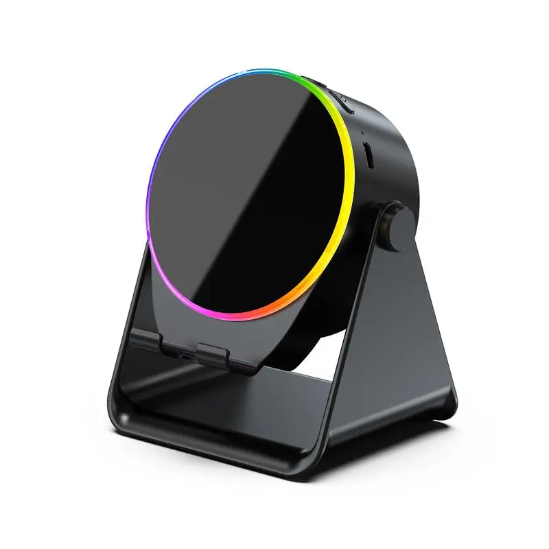 【Valentine'S Day Gift】Lentorgi 5-In-1 Wireless Induction Bluetooth Audio Speaker, Phone Stand Ambient Light, Surround Sound 360° Rotation Rechargeable Hands-Free Calls for Bedroom, Office, Kitchen, Camping, Yoga, Cooking Gifts for Men, Women, Elderly