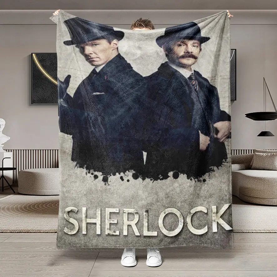 Sherlock Holmes Theme Flannel Blanket, Large Soft Lightweight Warm, Perfect for Bed Sofa Office Camping Travel, Christmas Winter Gift