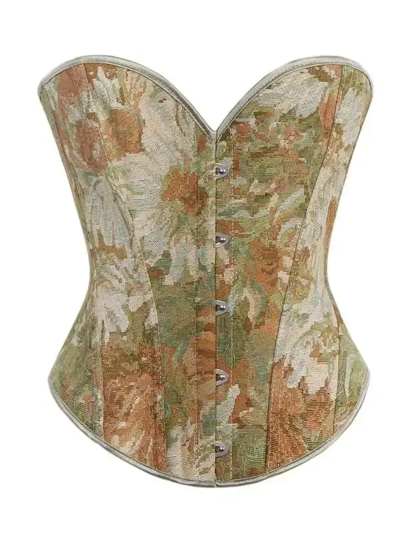 Women's Vintage Oil Painting Pattern Front-closure Corset Top, Lace Up Backless Strapless Shapewear Corset for Daily Wear, Tummy Control Shaper for All Seasons, Strapless Jacquard Corset, Corset Waist Shapewear