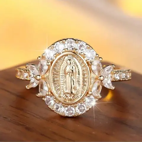 Elegant Vintage-Inspired Virgin Mary Ring - Perfect for Parties &Everyday Glamour, Luxury, Fashion Personality Valentine's Day Anniversary Gift The Best Choice for Wearing At A Dinner Party Elegant Glittering Ring