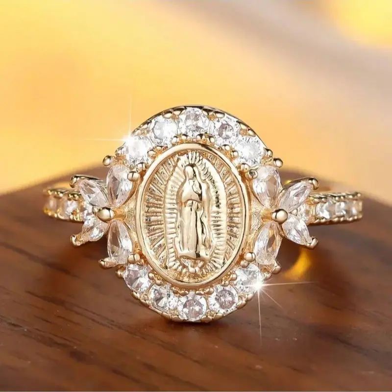 Elegant Vintage-Inspired Virgin Mary Ring - Perfect for Parties &Everyday Glamour, Luxury, Fashion Personality Valentine's Day Anniversary Gift The Best Choice for Wearing At A Dinner Party Elegant Glittering Ring