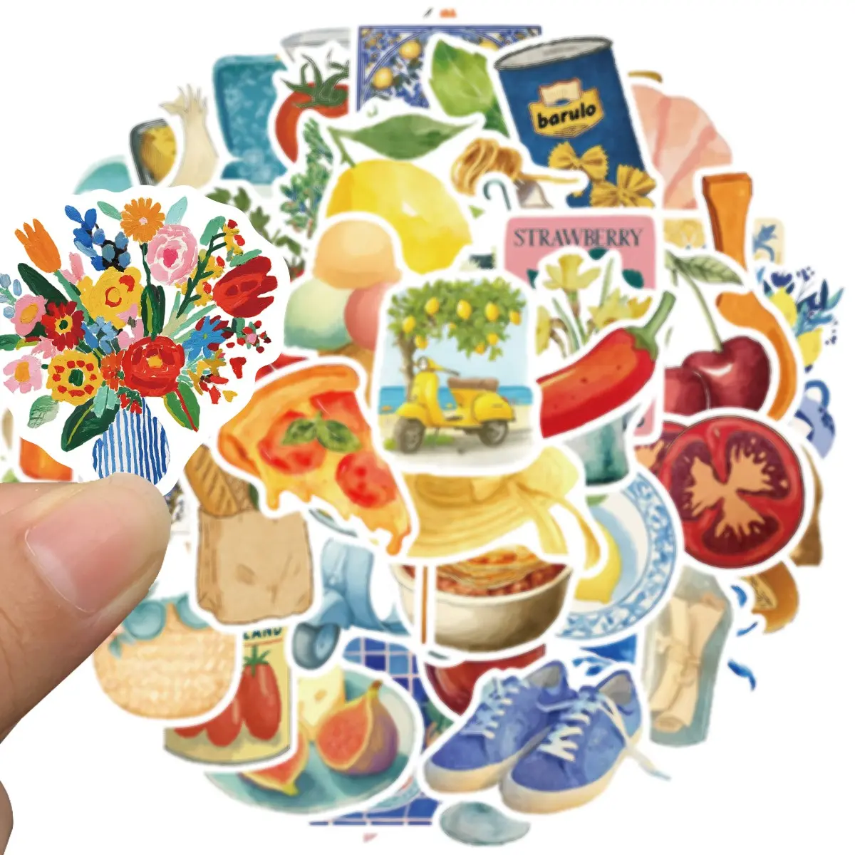 50 Pcs Vintage Stickers, Sticker Collage Pack, Mediterranean Aesthetic Vinyl Decals, Waterproof Cute Scrapbooking Fruit Stickers, Water Bottle Laptop Decorations, Fun Stickers, Decorative Stickers