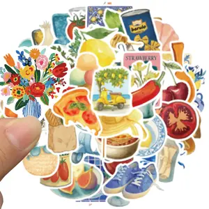 50 Pcs Vintage Stickers, Sticker Collage Pack, Mediterranean Aesthetic Vinyl Decals, Waterproof Cute Scrapbooking Fruit Stickers, Water Bottle Laptop Decorations, Fun Stickers