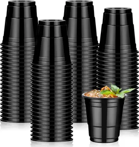 100 Pack 2oz Black Graduation Plastic Shot Glasses Disposable, Mini Disposable Shot Cups for Parties Weddings  Taste Serving Snack Sample Tastings Barbecues Picnic
