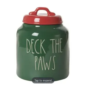 Rae Dunn Deck the Paws X-Large Canister with Lid