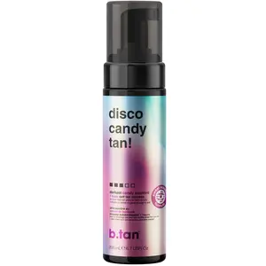 Disco Candy Tan | b.tan Dark Self Tanner Mousse | Best, 1 Hour Express Sunless Tanning Foam, Candy-Scented, Sweat-Proof & Transfer Resistant, No Fake Tan Smell, Vegan, Cruelty Free, Moisturizing, Skin Loving Ingredients, Lightweight Tanning Stuff