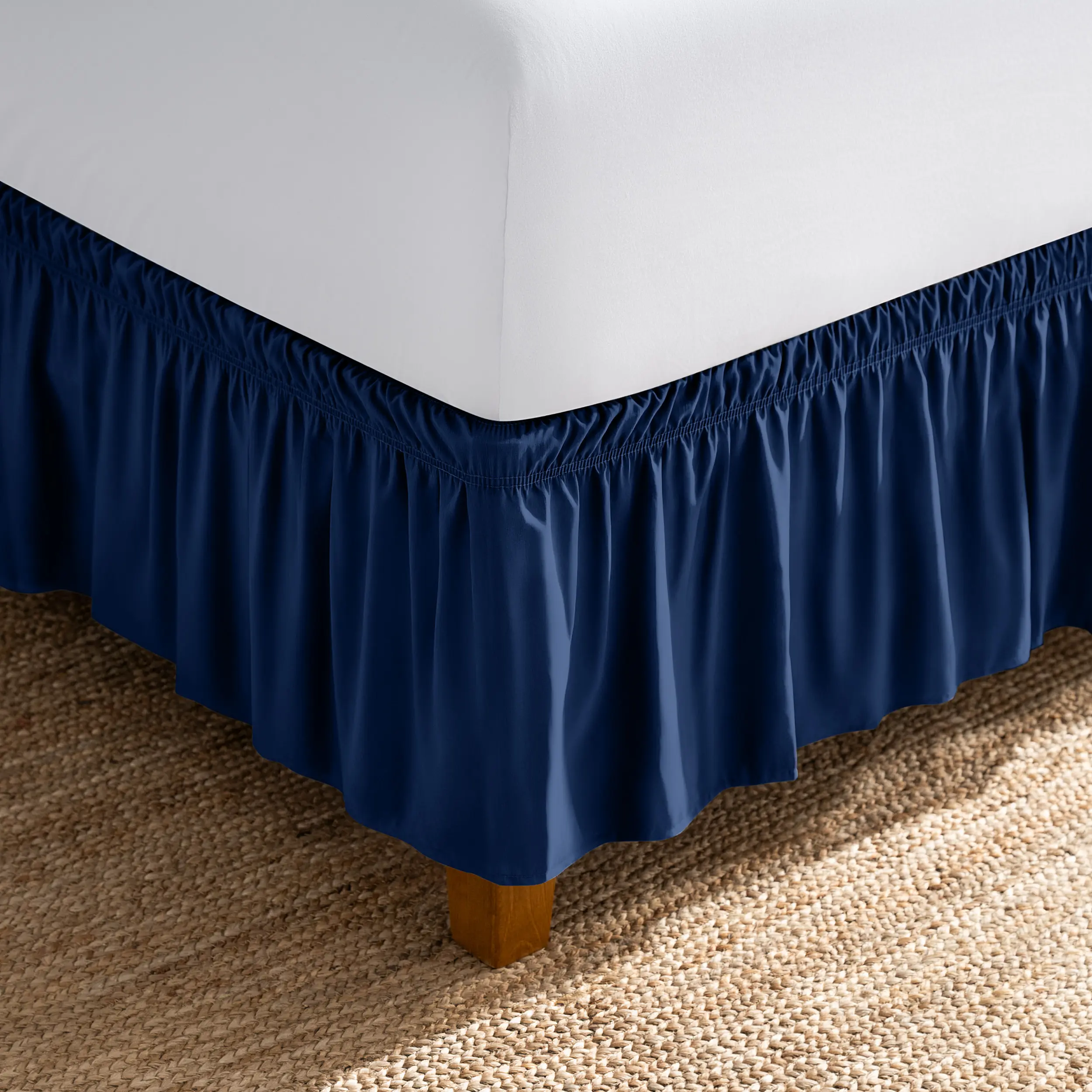 Bare Home Adjustable Wrap-Around Polyester Bed Skirt - Box Spring Hide, Fading Resistance, Underbed Space Solution, Essential Bedding Accessory
