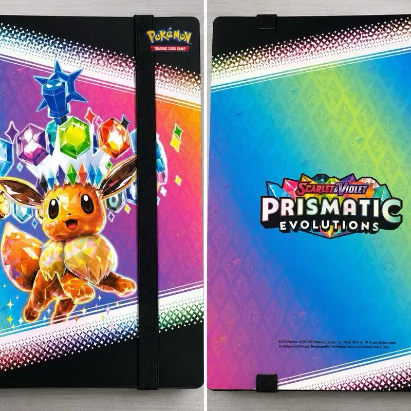 Pokemon Prismatic Evolutions Trading Card Binder, Portable Collectible Card Storage Organizer for Pokemon TCG Fans