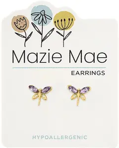 Gold Dragonfly Stud Mazie Mae Earrings