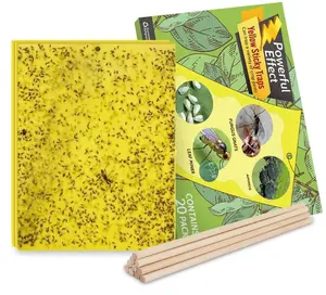 Kensizer 20-Pack Fruit Fly Trap, Yellow Sticky Gnat Traps Killer for Indoor/Outdoor Flying Plant Insect Like Fungus Gnats, Whiteflies, Aphids, Leaf Miners - 6x8 in, Twist Ties Included
