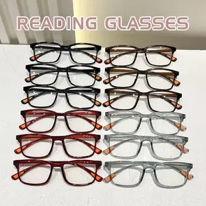 12PCS, Square frame eyeglasses, men's and women's retro square small frame trendy multi color selection high-definition reading glasses - simple PC material,+1.0 to+4.0 degrees, lightweight, Trending Eyeglasses