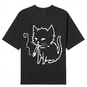 Cat Smoking Y2k Unisex Vintage Graphic T-Shirt for Gothic Grunge Emo Scene Streetwear