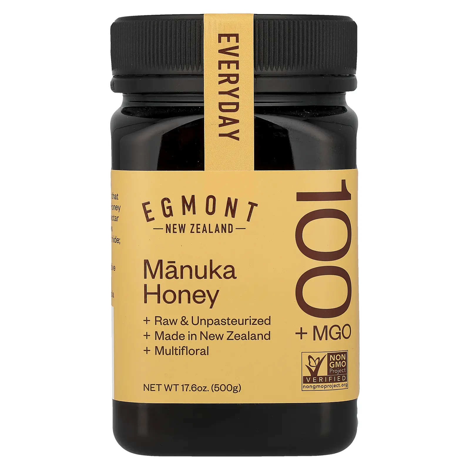 Egmont Honey Manuka Honey, Raw & Unpasteurized, MGO 100+, 17.6 oz (500 g)