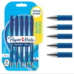 Paper Mate Flexgrip Ultra Retractable Ballpoint Pens | Medium Point (1.0mm) | Blue | 5 Count