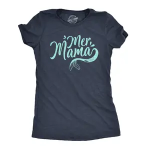 Womens MerMama T Shirt Funny Mothers Day Mermaid Tee Funny Womens T Shirts Cute Vintage Fashion Casual Ladies T-Shirt Gift Mother's Day Tops for Women Women's Novelty Tees Navy